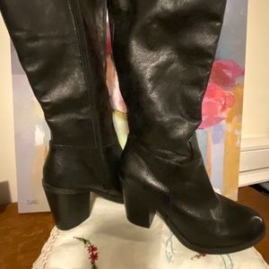 New, Nine West, black leather boots, size 8-1/2